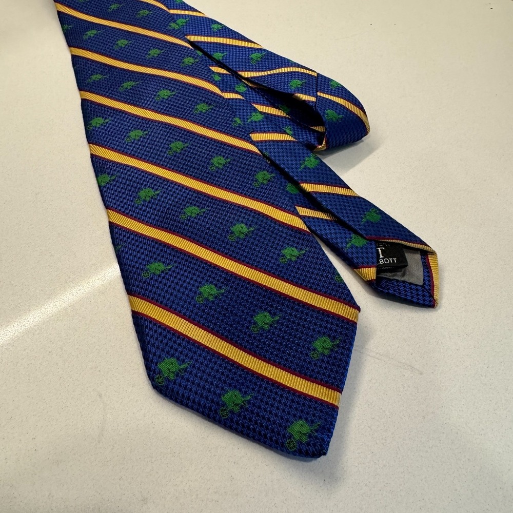 ROBERT TALBOTT Tie Blue Stripe Pattern Geometric Necktie Vintage Silk‎ Adult